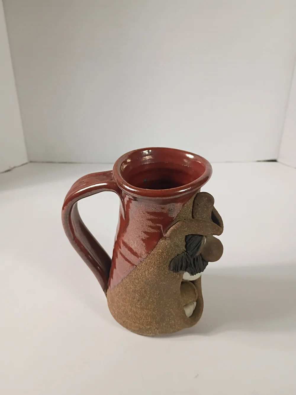 3D Art Pottery Cowboy W Hat Smiling Grinning Face Stoneware Mug 6